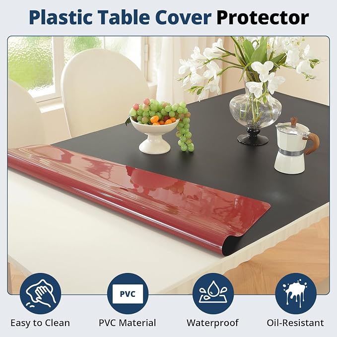 OstepDecor Black Table Cover Protector 42 x 72 Inch, 1.5mm Thick Plastic Table - Image 4