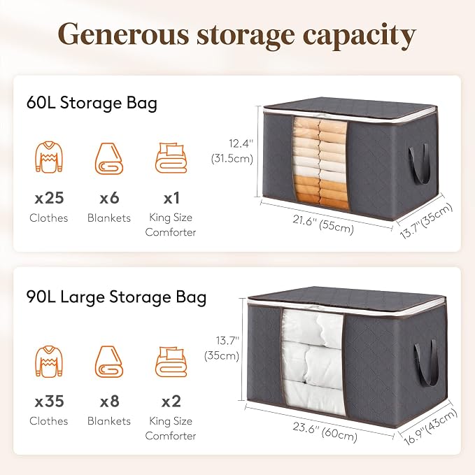 Lifewit 8 Pack 90L Clothes Storage Bins - Image 2