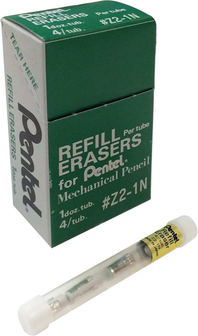 Pentel Refill Eraser for Mechanical Pencils, 12 Tubes, 4 Erasers Per Tube by PentelofAmerica