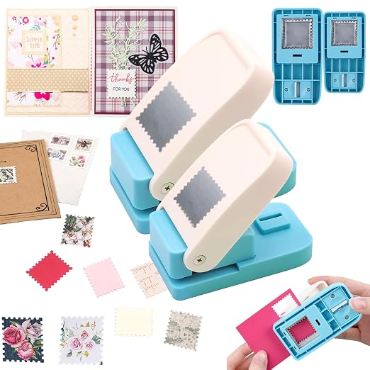 BAOFALI 2Pcs/Set Stamp Puncher 1inch &1.5inch Square Postage Stamp Punch |Stamp by BAOFALI