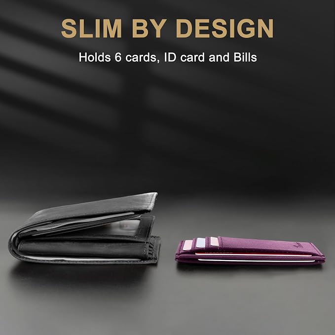 Travelambo Slim Wallet Front Pocket Minimalist Leather RFID Blocking Medium Size - Image 9