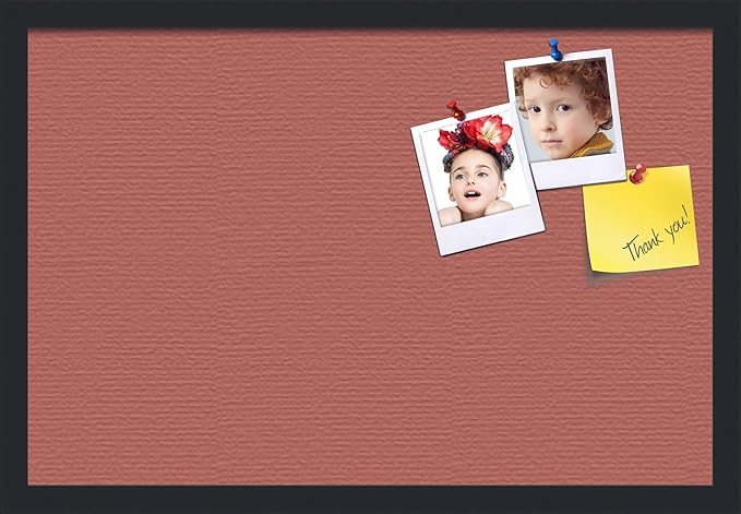 PinPix 24x16 Inch Cork Bulletin Board. This Decorative Framed Pin Board Comes with Crimson Pastel Design and a Satin Black Frame. Ideal for Home Office Decor or Message Board (PinPix-1807)-DeskLoop Office