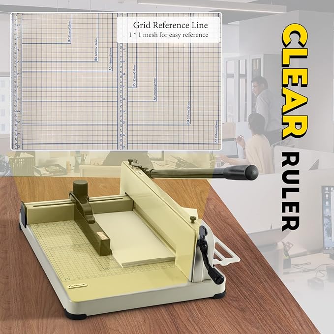 CGOLDENWALL Heavy Duty Paper Cutter A4 12" Paper Guillotine Cutter, Max. 400 Sheets, 0.02mm Cutting Accuracy, Suitable for Offices Production Leather Fabrics-DeskLoop Office