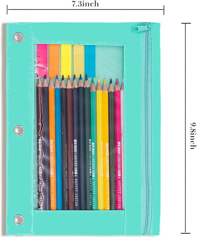 YoeeJob Pencil Pouch for 3 Ring Binder, Zipper Binder Pencil Pouches Bulk, Pencil Case with Clear Window for College, Office, Pale Lake Orchid, 24 Packs-DeskLoop Office