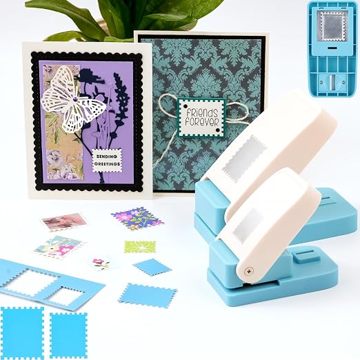 2 Pcs Stamp Punch, 1.5x1.25inch Large Rectangular Postage Stamps Punches & by CYFUNDESIGN
