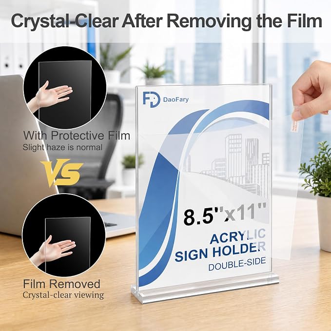 Daofary Acrylic Sign Holder 8.5 x 11, 18 Pack Double-Sided Stand up Table Top - Image 5