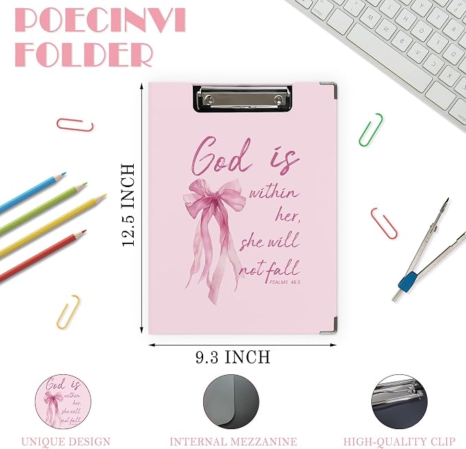 Coquette Pink Bow Christian Clipboard Folio - Image 2