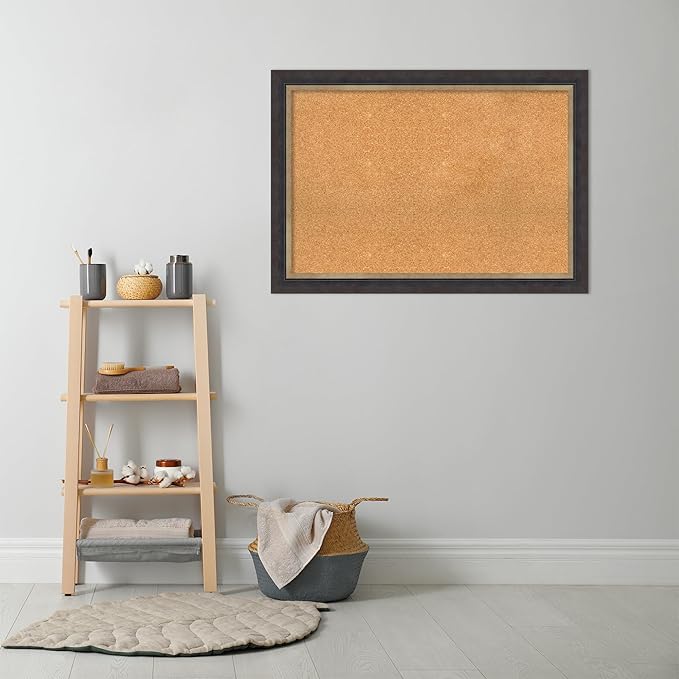 Amanti Art Natural Cork Board for Wall, 29x41 Vision Board with Black Wood Frame, Large Corkboard Office Decor for Home Organization, Casual Corkboard Pinboard to display items for home organization-DeskLoop Office