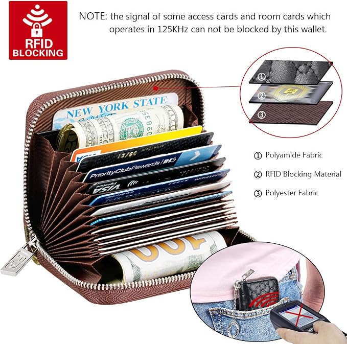 FurArt Zipper Wallet Women, RFID Blocking Credit Card Wallet, Business Card - Image 4