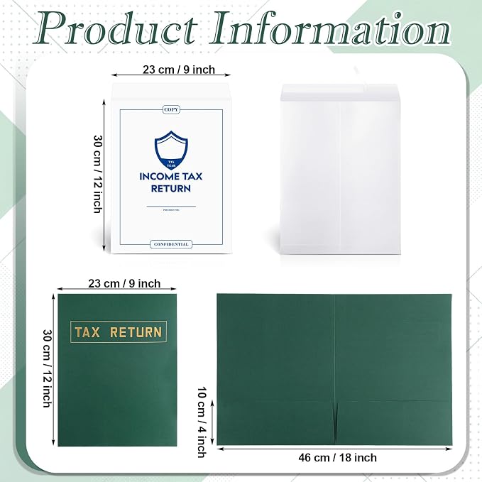 Kosiz 100 Pcs Tax Return Folders and Tax Return Envelopes Bulk 9 x 12 Inch 2 - Image 2