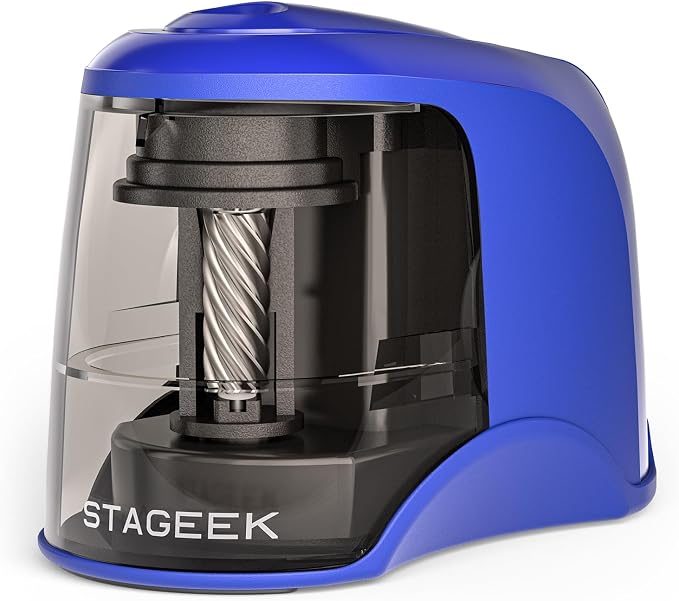 STAGEEK Electric Pencil Sharpener, Plug in or USB/Battery Operated. Works by STAGEEK