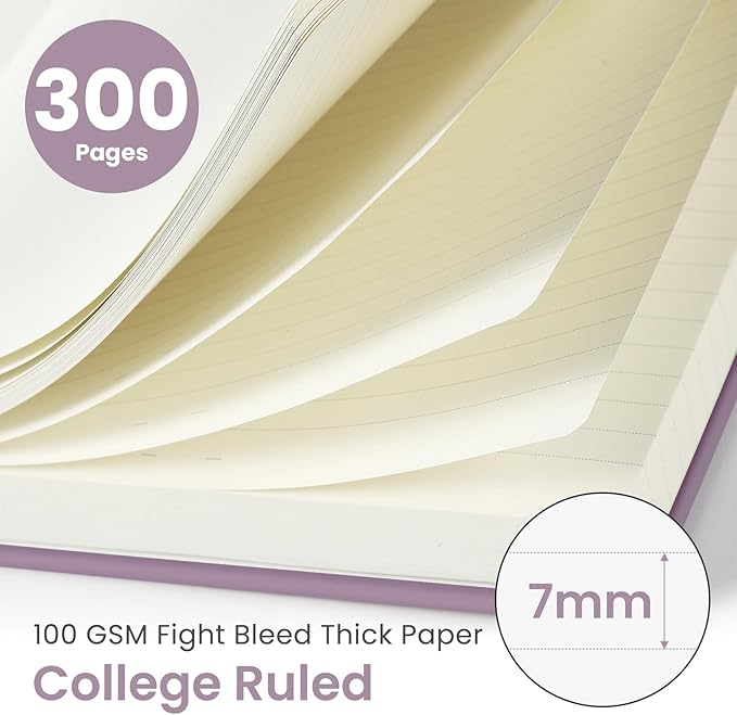 Lined Spiral Notebook Journal for Work, 300 Pages Thick B5 (7.1"x10") College Ruled Journal for Women & Writing, Hardcover Notebook for Note Taking, Perfect for Office Home School Supplies, Purple-DeskLoop Office