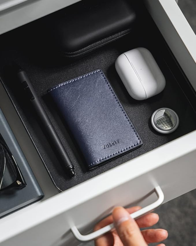 VULKIT Leather Business Card Holder 2 Sided Slim Business Name Card Organizer - Image 6