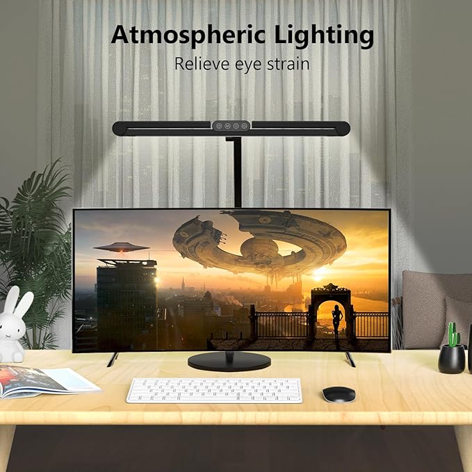 Micomlan Architect Desk Lamp with Remote Control, Adjustable Led Desk Light for Home Office with Base, 24W Bright Auto Dimming Table Light Rotatable Office Lamp with Swing Arm for Computer Cafting-DeskLoop Office