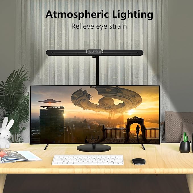 Micomlan Architect Desk Lamp with Atmosphere Lighting, Adjustable Led Desk Light for Home Office with Base, 24W Bright Auto Dimming Table Light with Rotatable Swing Arm for Workbench Computer-DeskLoop Office