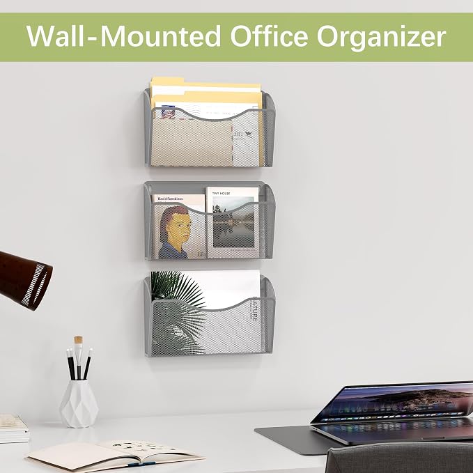 EasyPAG 3 Single Pocket Wall File Organizer, Mesh Hanging File Folder Organizer - Image 3