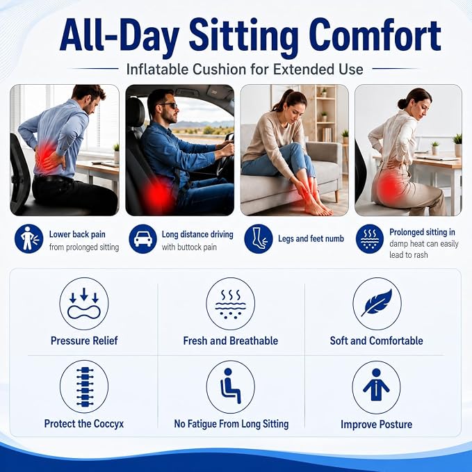 Inflatable Seat Cushion with Press-to-Inflate Design, Airplane Seat Cushion - Image 5