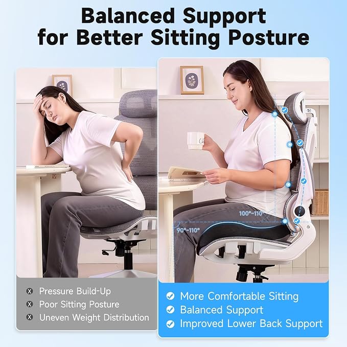 Seat Cushion for Office Chairs – Large U-Shaped Memory Foam Desk Chair Cushions - Image 3
