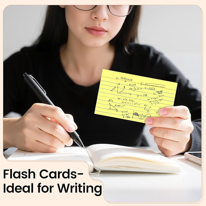 Index Cards 3x5 Inch, Flash Cards, Ruled Lined Yellow Note Cards Paper - Image 8