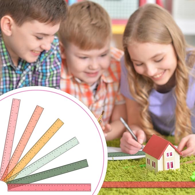Panelee 108 Pcs 12 Inch Plastic Ruler Color Transparent Colorful Metric Clear Ruler with Inches and Centimeters for Kids School Home Classroom Office Back to School Gifts Supplies-DeskLoop Office