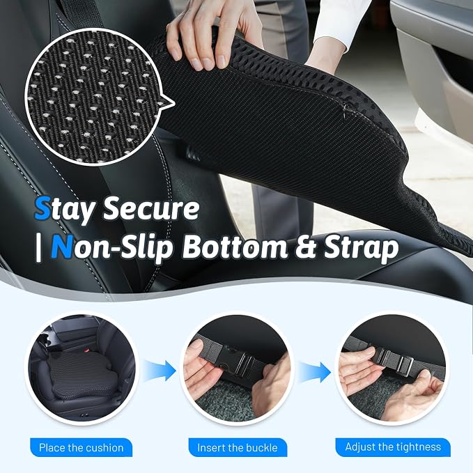 Wedge Car Seat Cushion for Better Visibility & Sciatica Pain Relief - Image 6