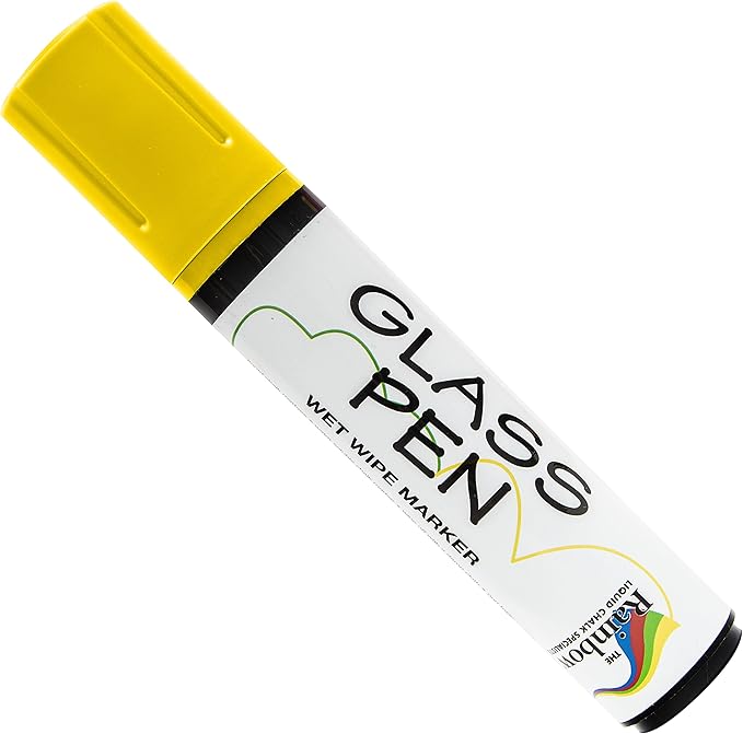 Glass Pen Window Marker: Liquid Chalk Pens for Glass, Whiteboard Markers with Washable Paint - Graduation, Car Windows, Mirror Pen, Storefront, Wedding, Parade, Party & Holiday (Yellow, Jumbo Tip)-DeskLoop Office