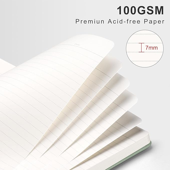 RETTACY Spiral Journal Notebook, 110 Numbered Pages, A4 Large Size (8.5'' x 11''), for Men & Women, Journaling, Writing, Work & Office, Leather Hardcover, 100 GSM Thick Paper (Light Green)-DeskLoop Office