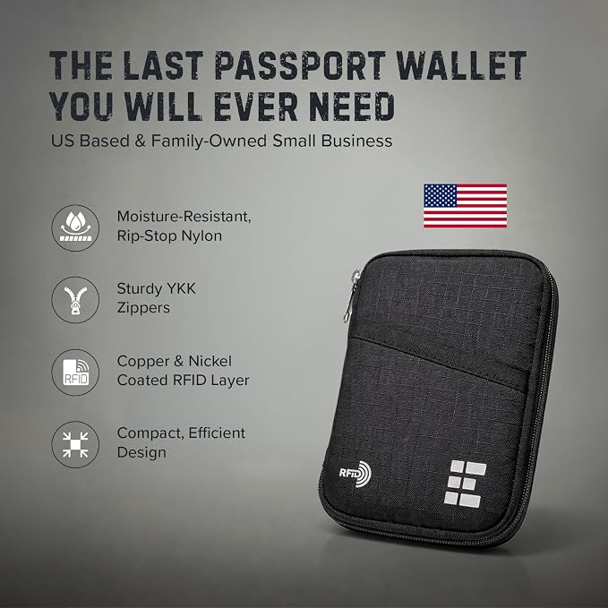 Zero Grid RFID Passport Holder & Travel Wallet, Zippered Wallet - Image 7