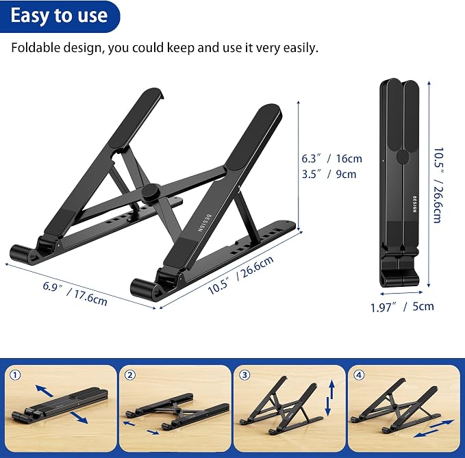 BESIGN LS01 Pro Ergonomic Laptop Stand, Plastic Laptop Riser, Portable and - Image 5