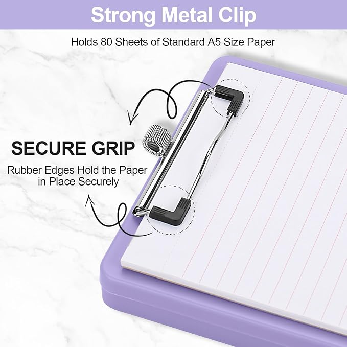 Meiikun Small Clipboard with Storage, A5 Clipboards with Pen Holder, Half - Image 4