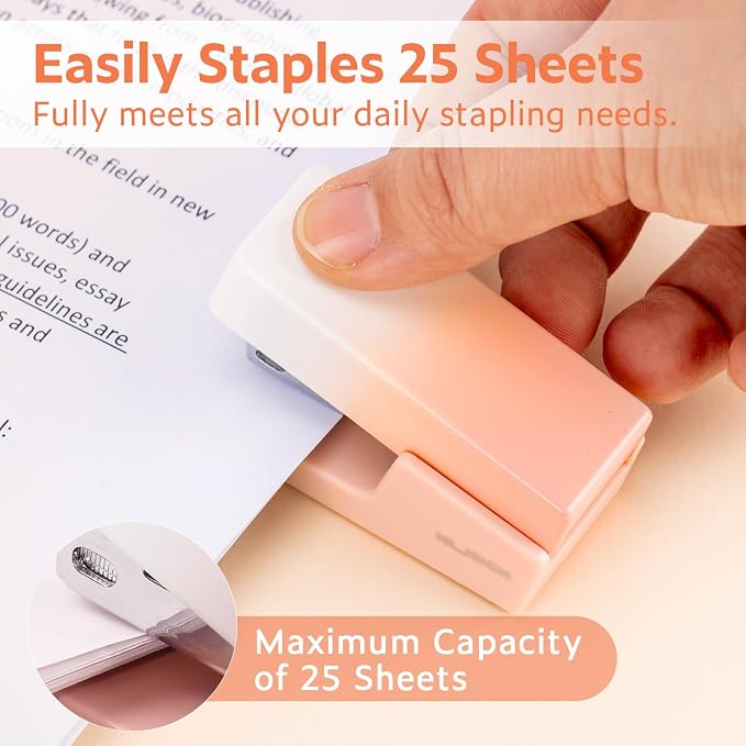 NUSIGN Mini Stapler with 830 Staples, Small Cute Desk Staplers, 25 Sheet - Image 2