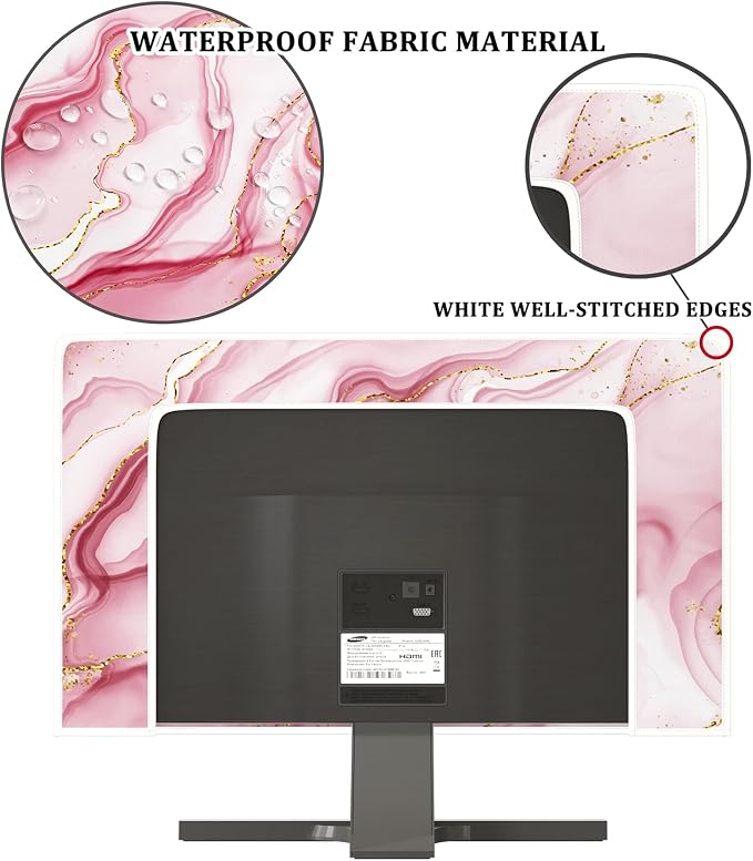 Baocicco Gold Pink Marble Waterproof TV Display Screen Cover 55 Inch TV - Image 3