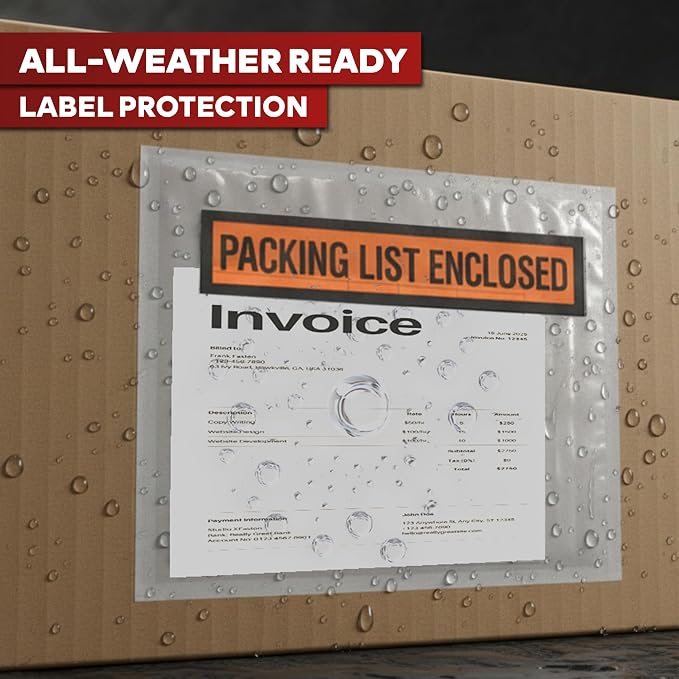 XFasten Packing Slip Pouches 4.5" x 5.5" Clear Enclosed Packing List Envelopes - Image 5
