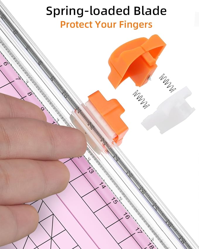 Firbon Pink A5 Paper Cutter, Straight Small Paper Trimmer with Side Ruler for Scrapbooking Craft, Paper, Coupon, Label, Cardstock-DeskLoop Office