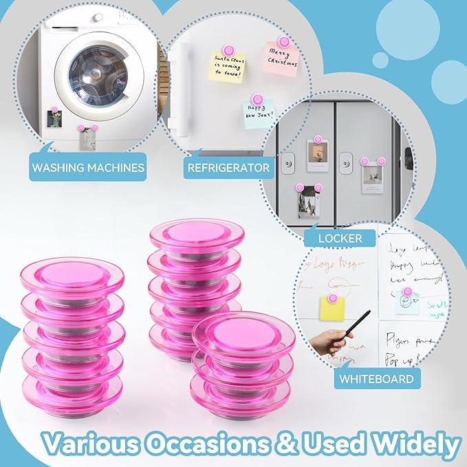 ZDZBLX Fridge Magnets, 28 Pack Magnet Strong Magnets Refrigerator Magnets Small Magnets for Whiteboard, Heavy Duty Magnets Mini Magnets Cute Round Magnets for Fridge, Locker, Classroom, Office (Pink)-DeskLoop Office
