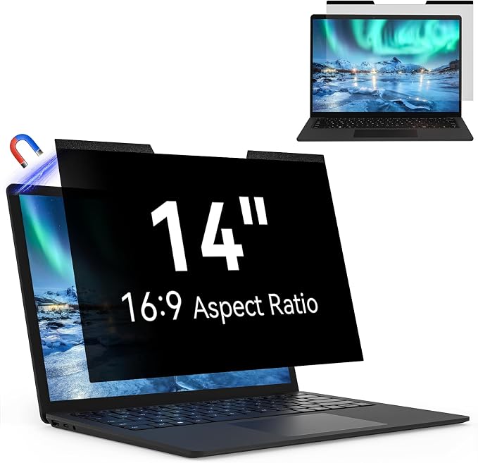 Magnetic Laptop Privacy Screen 14 Inch 16:9 Aspect Ratio Anti-Glare Blue Light by MaoYeye