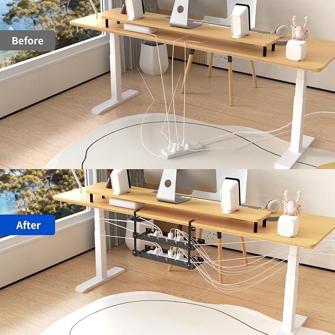 SRJZMLY 31Inch Extendable Under Desk Cable Management Tray Multi-Model Metal - Image 2