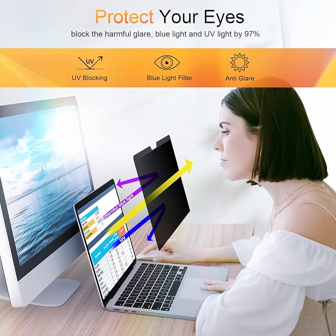 Mamol Magnetic Privacy Screen MacBook Air 13 Inch, Removable Anti Blue Light - Image 3