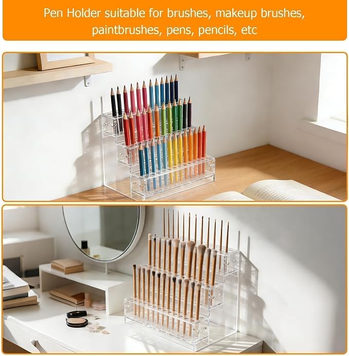 2pcs 144-Slots Pen Holder for Craft Shows, 3-Tier Acrylic Pen Display Stand - Image 3