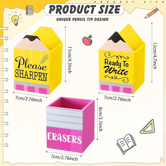 Gilprop 3 Pcs Back to School Sharp and Dull Pencil Holder - Image 2