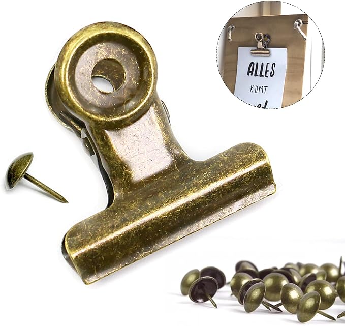 Bulldog Clips with Hole for Push-pin, Paper File Clips with Strong Spring - Image 2