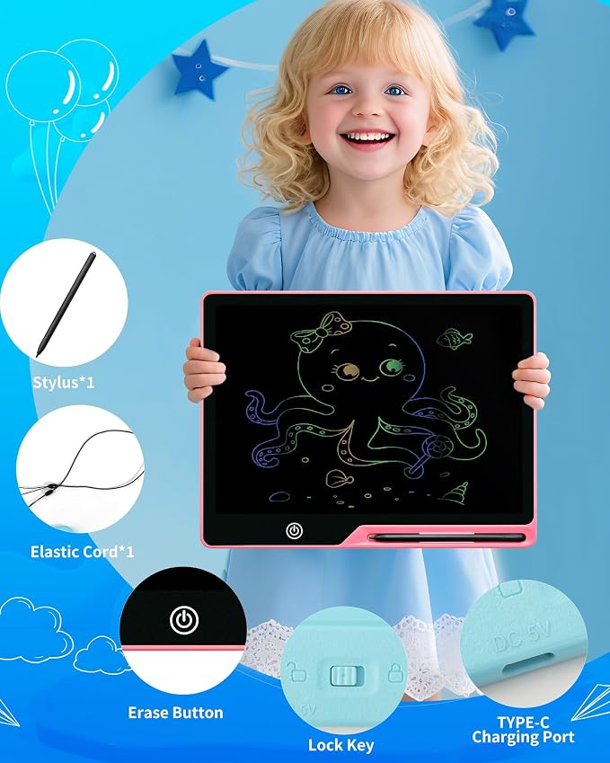 Magnetic LCD Writing Tablet for Fridge, 13 Inch Writing Tablet for Kids - Image 6