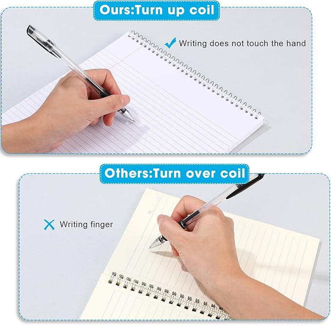 Faccito 12 Pack Top Steno Spiral Notebooks Bulk Top Bound Steno Pads Spiral Book11 x 8-1/2" 100 Sheets College Ruled Paper Notebooks for Office School University Work Supplies (Assorted Colors)-DeskLoop Office