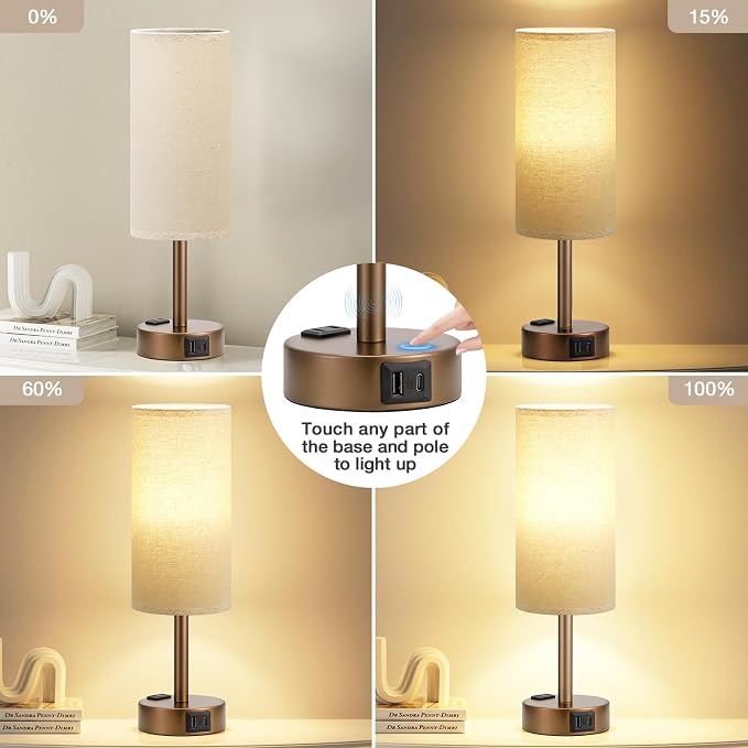 Fenmzee Brown Bedside Table Lamp - Image 3