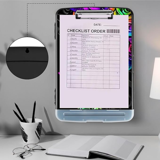 Clipboard with Storage, Heavy Duty Plastic Storage Clipboard with Low Profile - Image 4