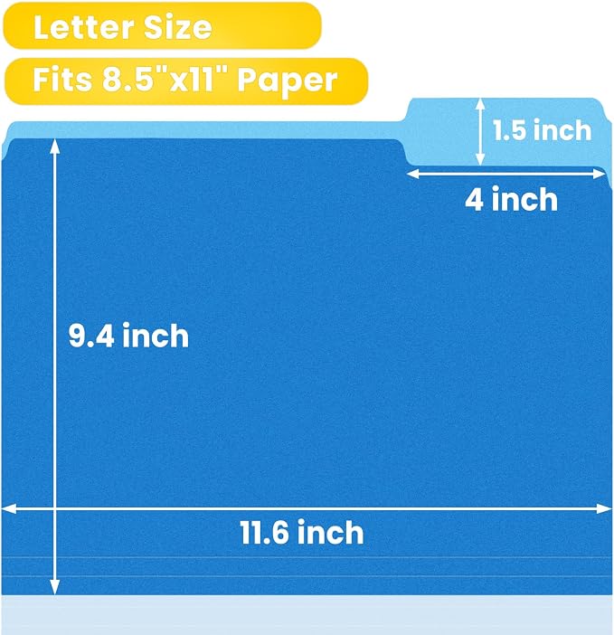 SUNEE File Folders, 150 Pack Manilla Folders 8.5 x 11, Colored File Folders - Image 3