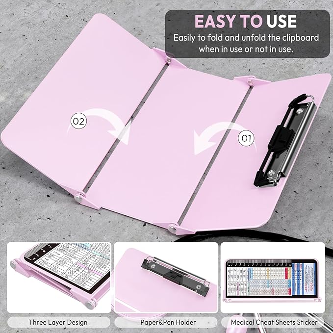Nursing Clipboard Foldable, Foldable Clip Board w/Nursing Edition Medical Charts - Image 5
