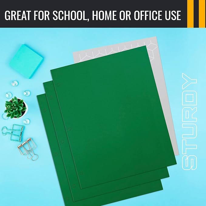 Better Office Products Green Folders, 50 Pack Letter Size Pocket Folders - Image 6