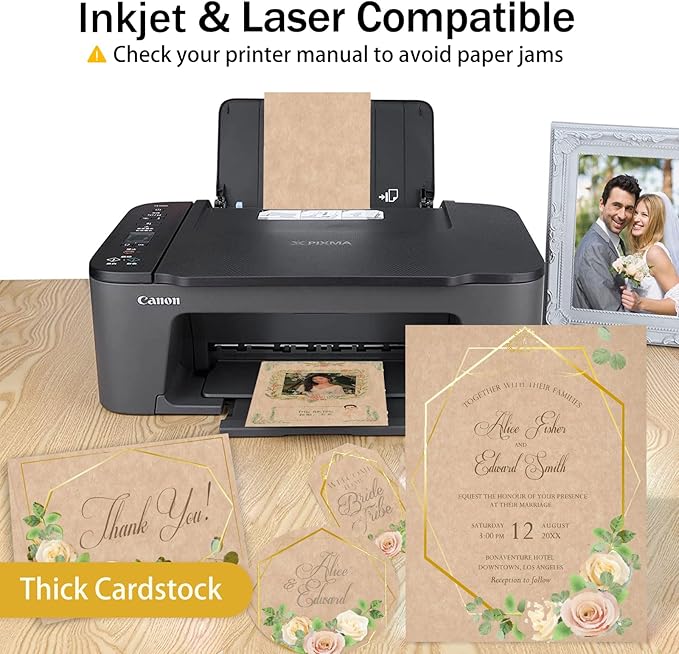 24 Sheets Parchment Cardstock 8.5 x 11 Textured Printer Paper, Goefun 90lb Tan Card Stock Printer Paper for Scrapbooking, Cardmaking, Invitations and Crafts-DeskLoop Office