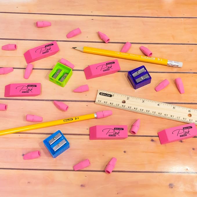 BAZIC Products Pink Eraser, Latex Free Bevel Block Erasers, Large Size - Image 6